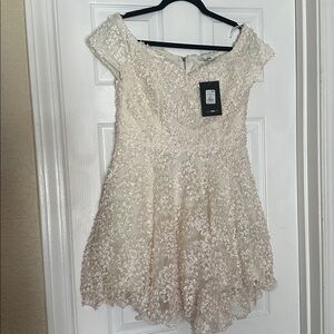 Fashion Nova Ivory Flare Dress simple bridal mini dress